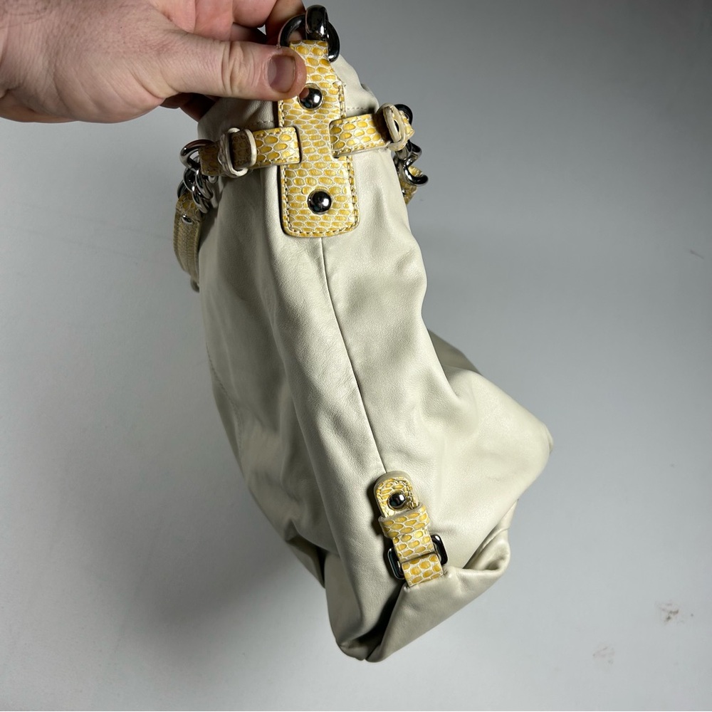 Vintage Y2k Coach Brooke Cream Leather Hobo Shoulder Bag 1482 Reptile Trim RARE - Picture 8 of 12